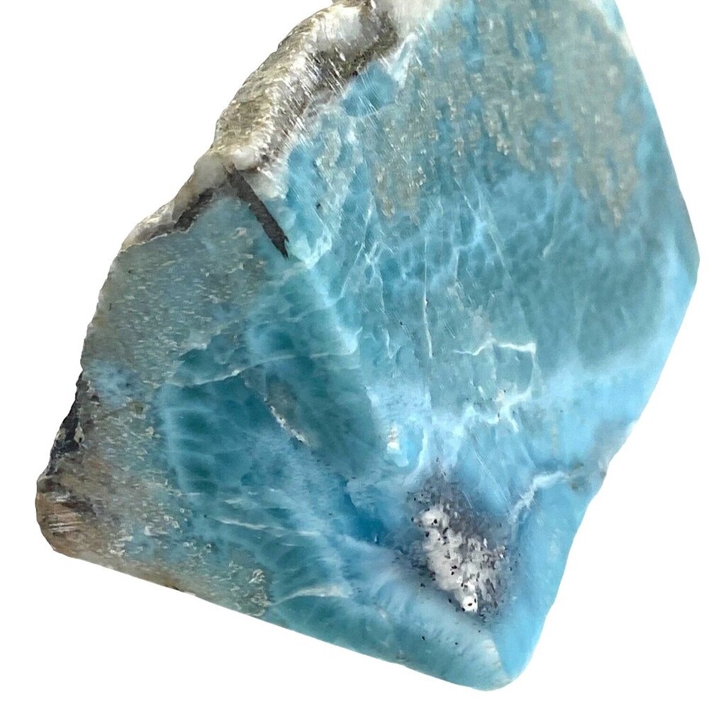 326g 11.5oz Larimar pectolite Dominican Natural Wedge Rare Slab Rock Mineral Gem - Picture 3 of 16